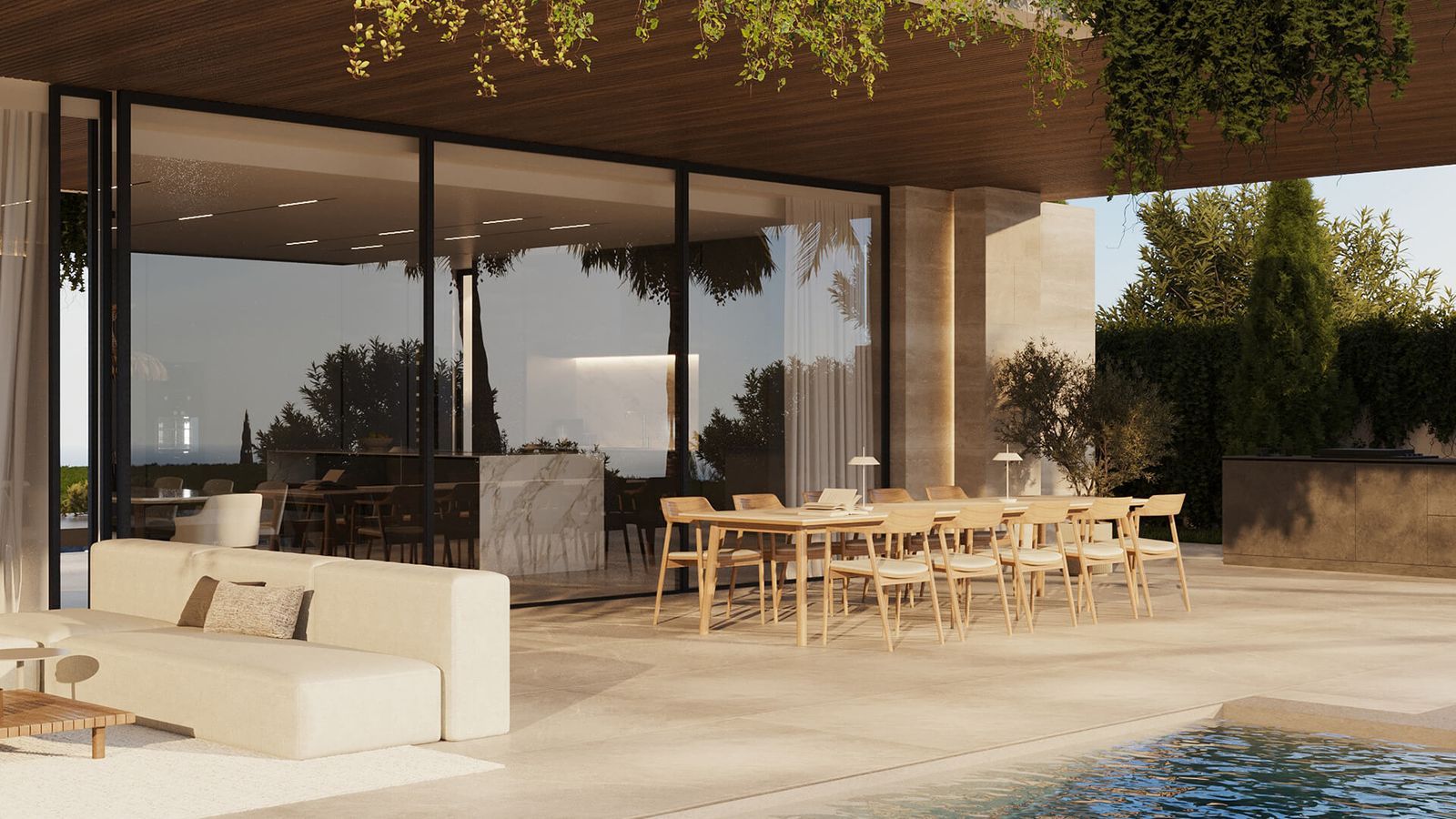 Villa de luxe Sky Marbella avec patio extérieur et piscine.